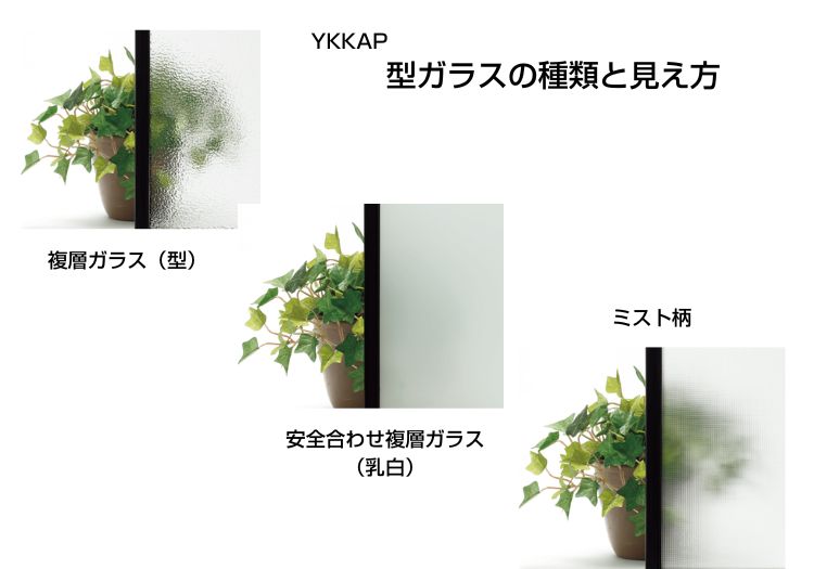 型ガラスや乳白色のガラスでよりすっきりさせる