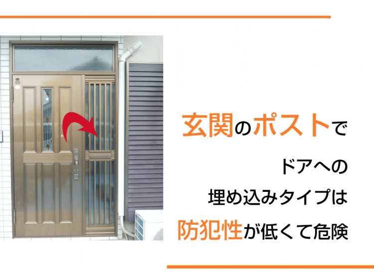玄関のポストでドアへの埋め込みタイプは防犯性が低くて危険