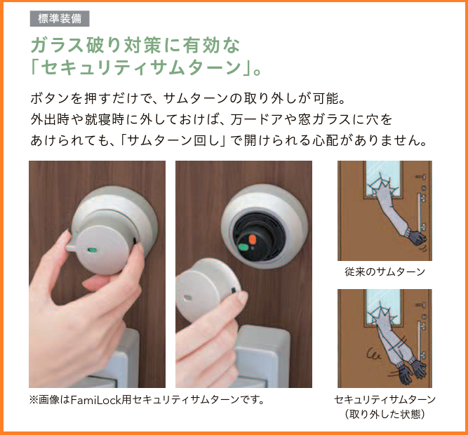 ガラス破り対策に有効なサムターン