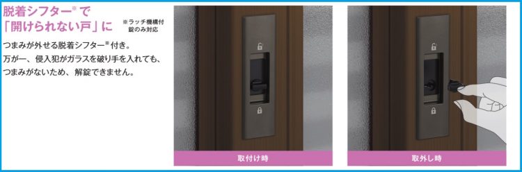 ラッチ機構付きの脱着シフター機能
