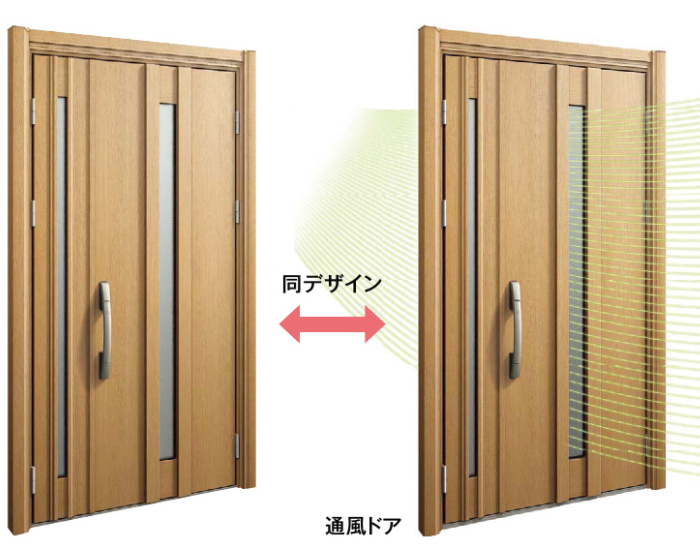 YKKAPドアリモ　通風子扉から風を採り入れる
