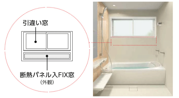 お風呂の窓を小さくする場合の設置イメージ