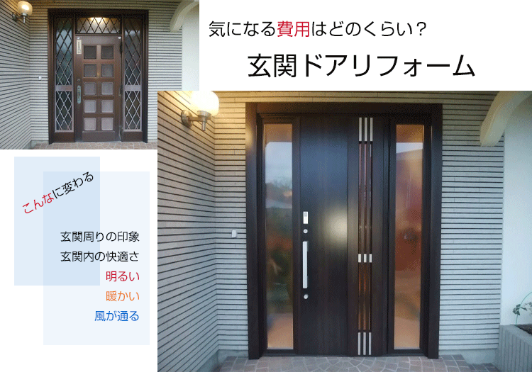 玄関ドアリフォーム,費用,事例,YKKAPドアリモ,LIXILリシェント