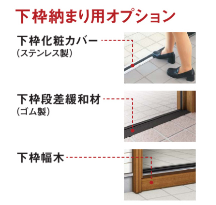 玄関ドアの下枠納まり用オプション
