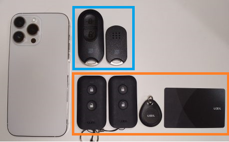 LIXILリシェントとYKK APドアリモのリモコンキーのサイズ比較