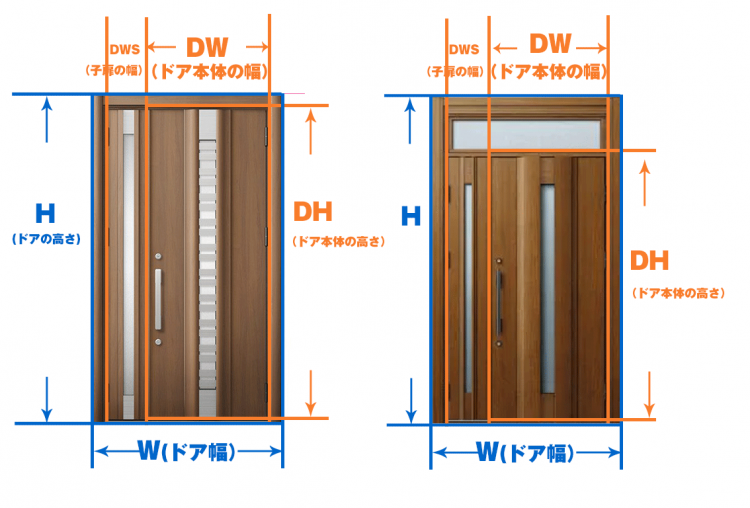 玄関ドア製作可能サイズ２