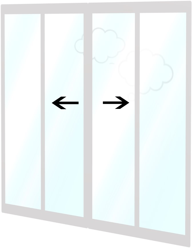 引き違いサッシ レールつき枠共 網戸付き FIX窓付きです