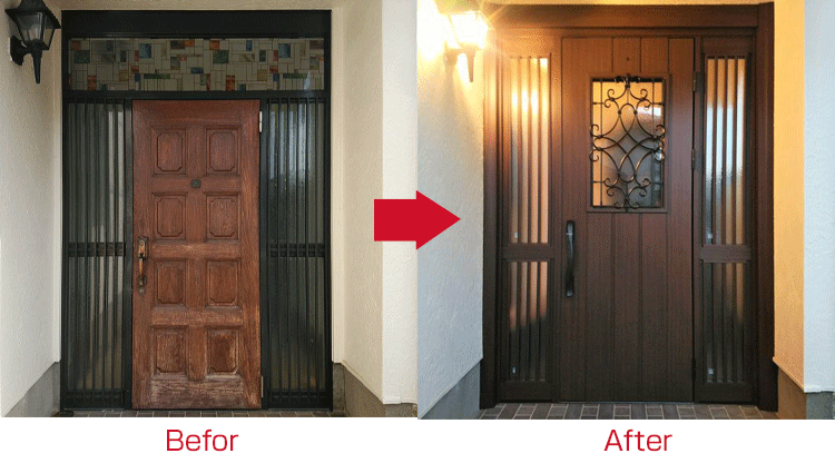 サムラッチ錠の玄関ドアから最新の玄関ドアに交換