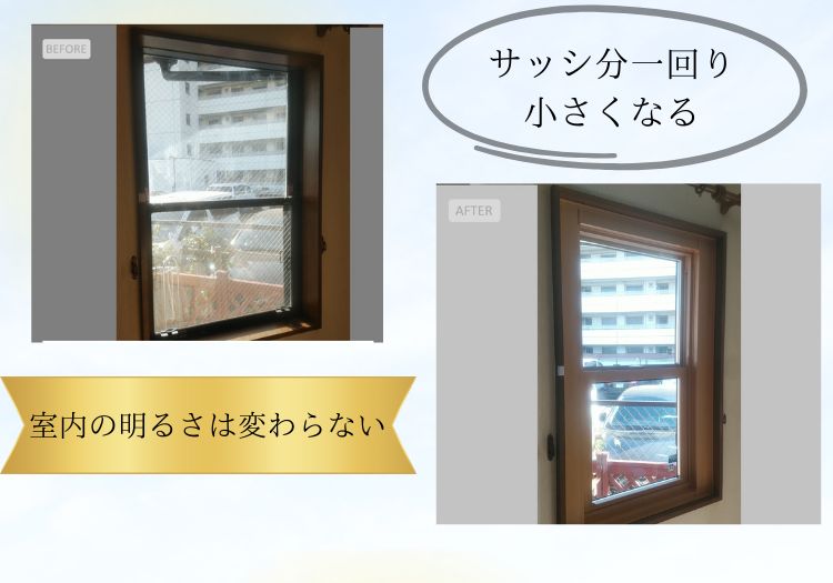 カバー工法による窓交換のビフォーアフター