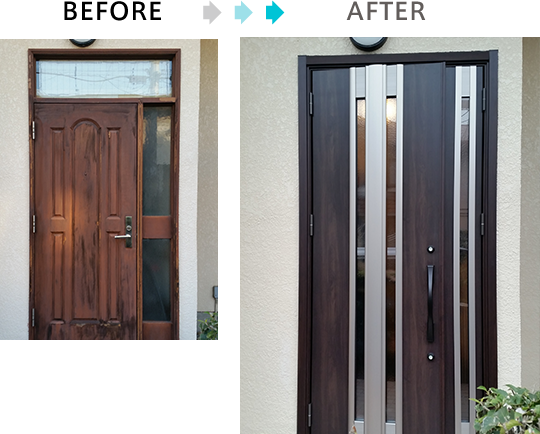 玄関ドアはおうちの顔です。きれいでおしゃれなドアに交換しませんか？工事は1日で完了です！