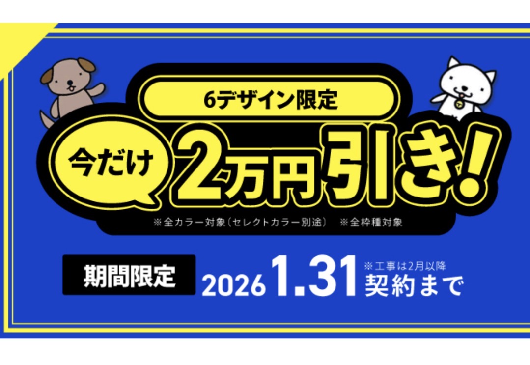 玄関ドア6デザイン！今だけ2万円引き！